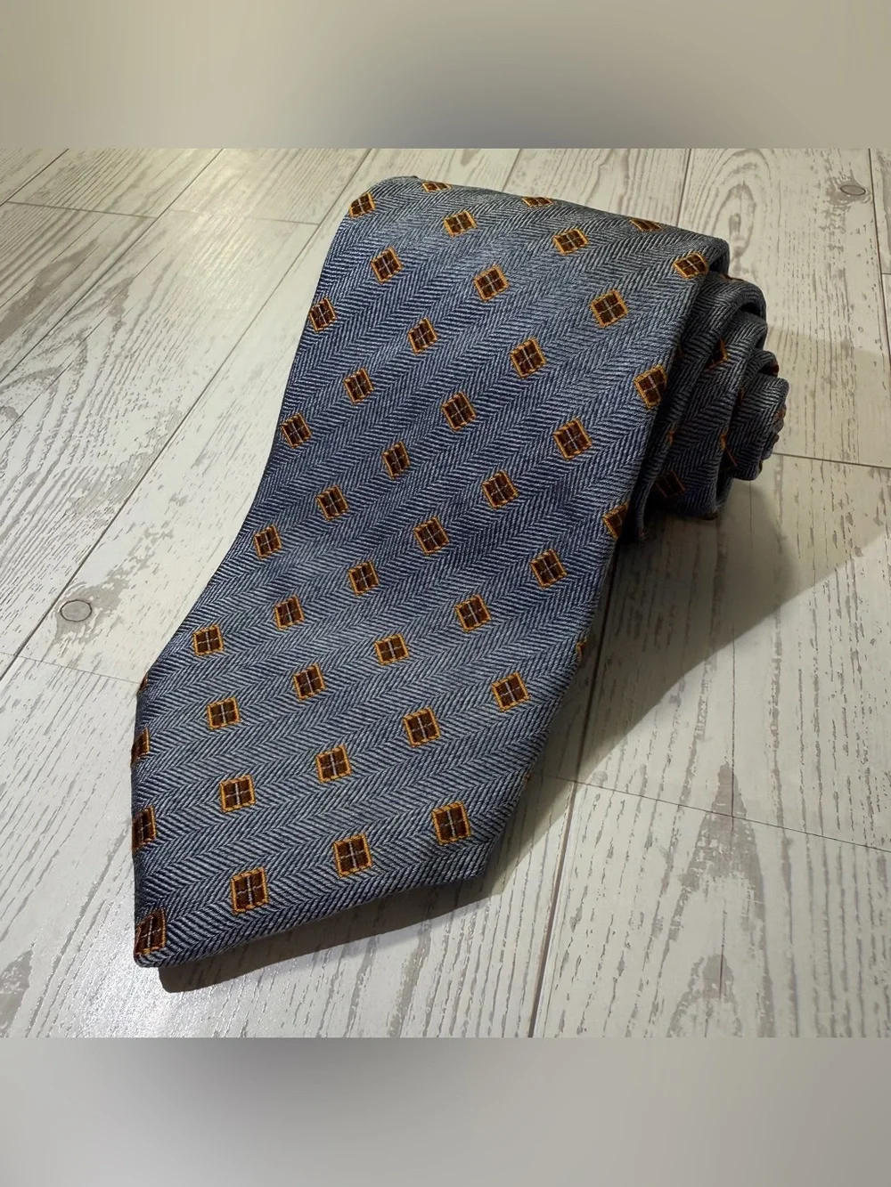 Pal Zileri Gruppo Forall Silk Tie, Blue Herringbone Geometric, Made in Italy‎